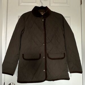 Women's Quilted Army Green Brown Corduroy Trim Barn Jacket | Equestrian |Thermal